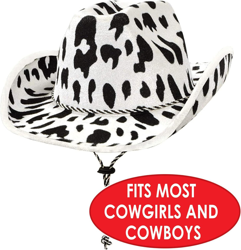 Beistle Cow Print Cowboy Hat – One Size Fits Most, Adjustable Chin Strap.