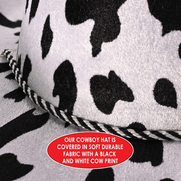 Beistle Cow Print Cowboy Hat – One Size Fits Most, Adjustable Chin Strap.