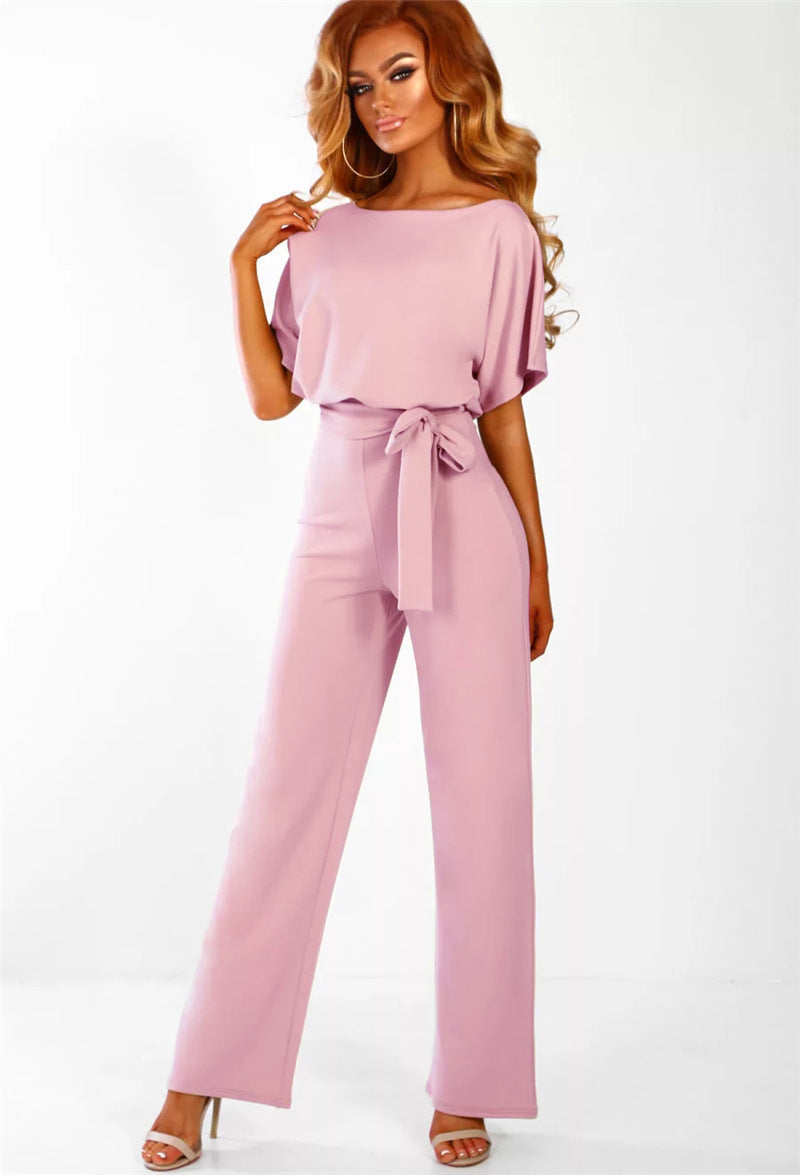 Dinazah Lace-up Short Sleeved Jumpsuit