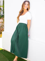 Elastic Waist Pleated Buckle Casual Hip Mid Skirt