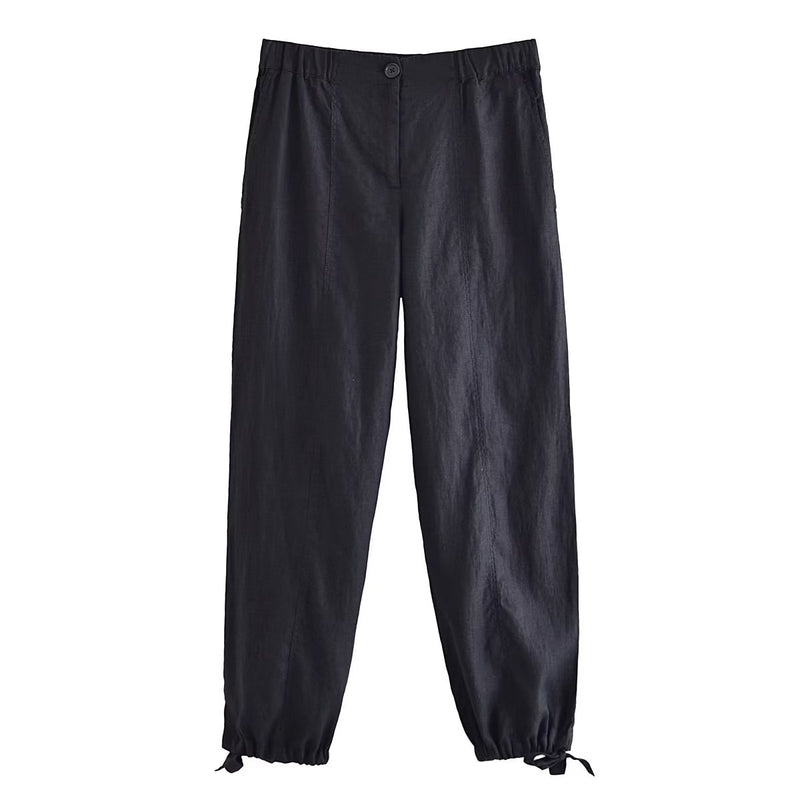 Dinazah Elastic Waist Linen Pants