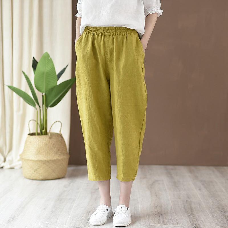 Dinazah Linen Slimming Cropped Pants