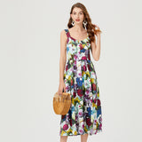 Sleeveless Floral A Line Elegant Dress