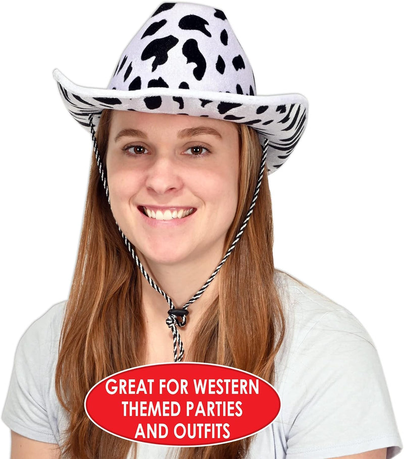 Beistle Cow Print Cowboy Hat – One Size Fits Most, Adjustable Chin Strap.