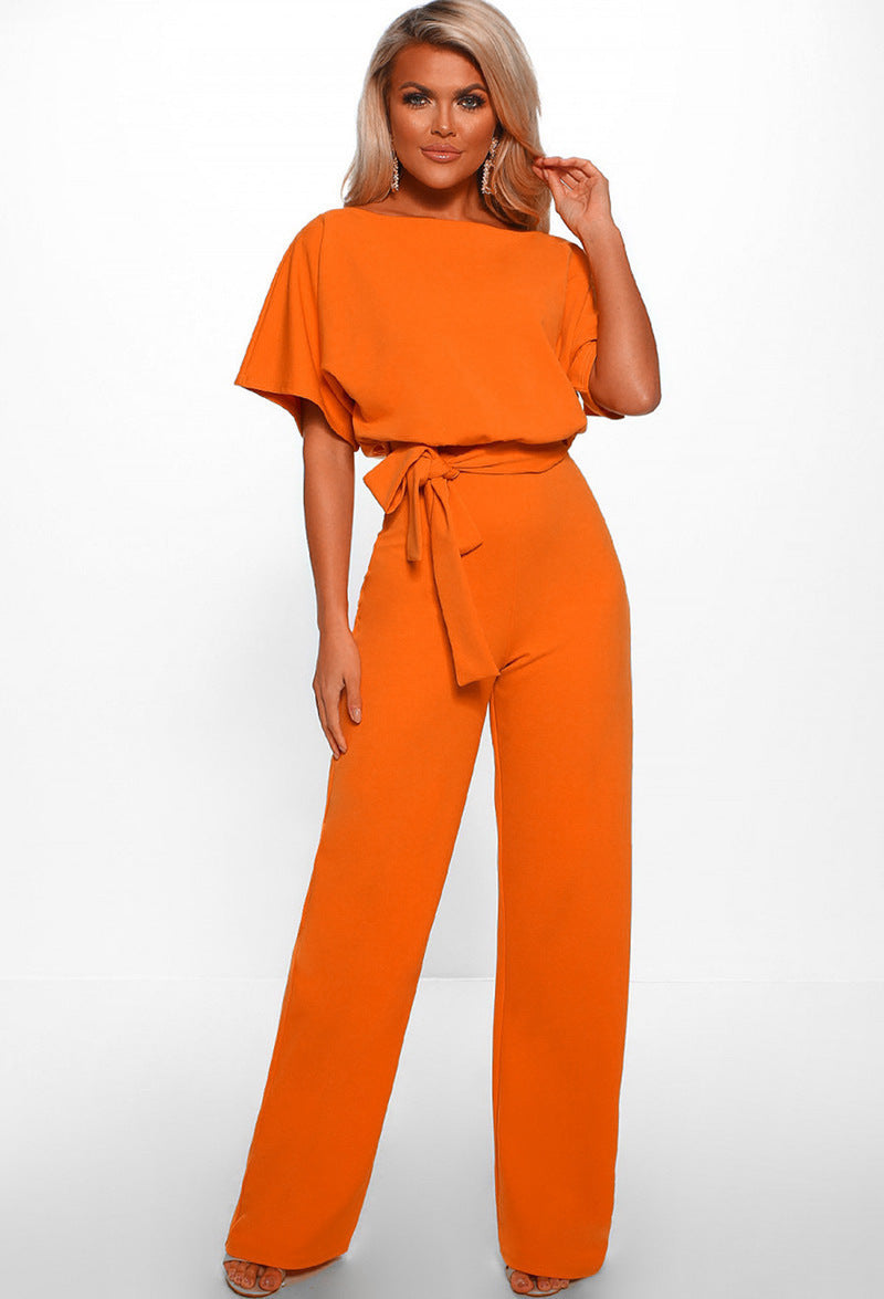 Dinazah Lace-up Short Sleeved Jumpsuit