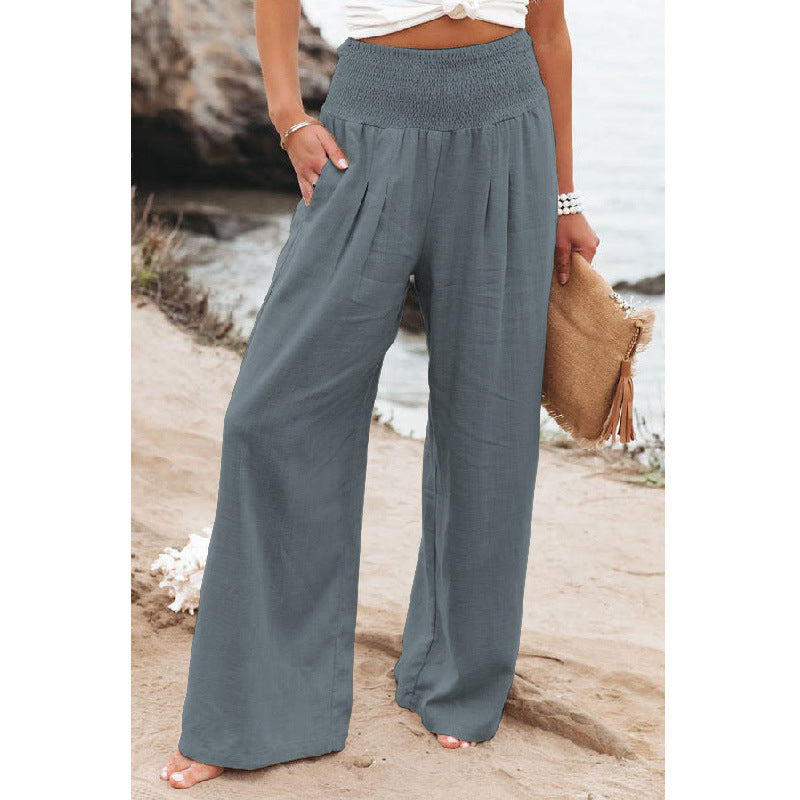 Dinazah Linen Waist Wide Leg Pants