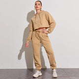 Long-Sleeved Short Sweater Straight Leg Pants Suit