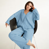 Dinazah V-neck French Long Sleeve Pajamas