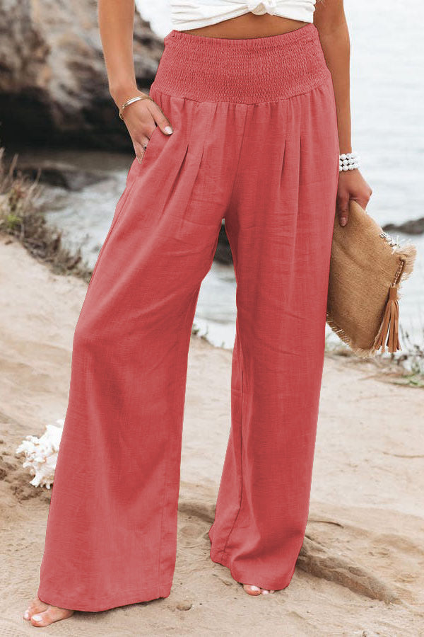 Dinazah Linen Waist Wide Leg Pants