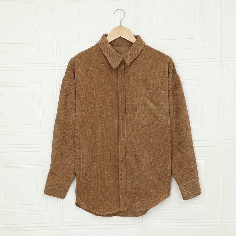 Dinazah Solid Color Shirt Breasted Collared Pocket.