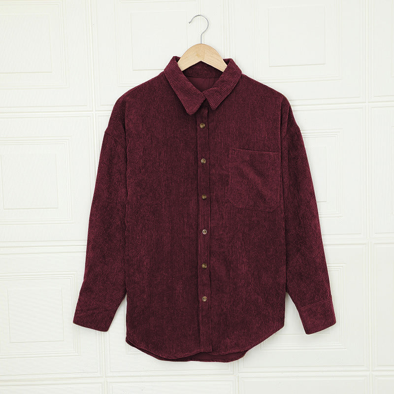 Dinazah Solid Color Shirt Breasted Collared Pocket.