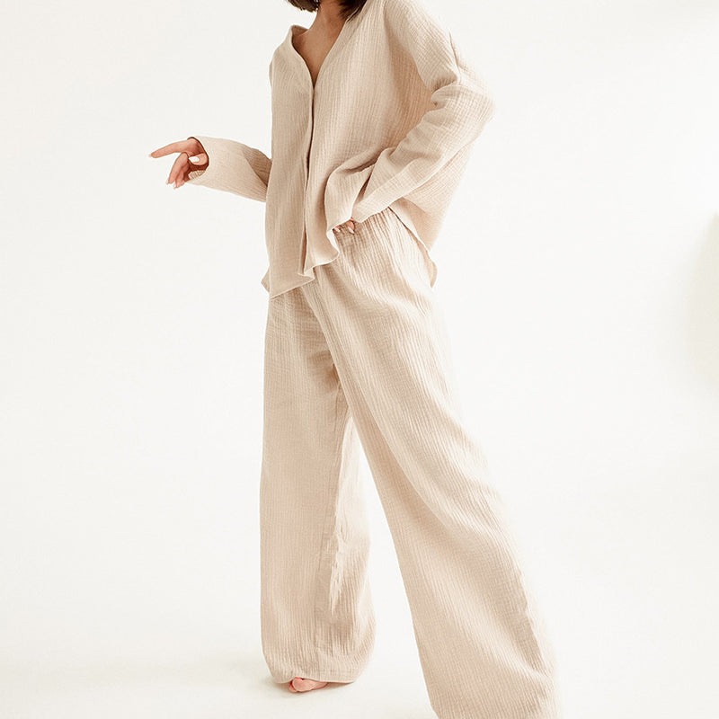 Dinazah V-neck French Long Sleeve Pajamas