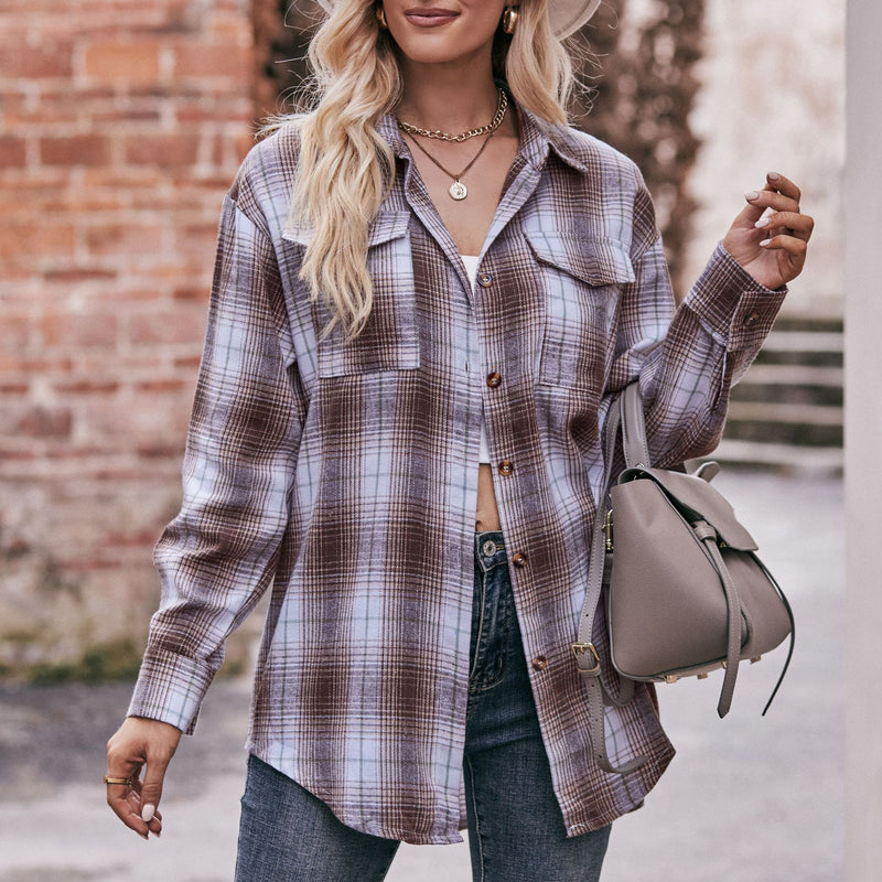 Dinazah Oversize Loose Plaid Shirt