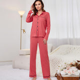 Dinazah Pajamas Women Casual Cardigan Long Sleeved Suit