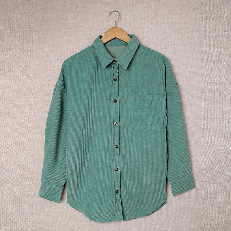 Dinazah Solid Color Shirt Breasted Collared Pocket.