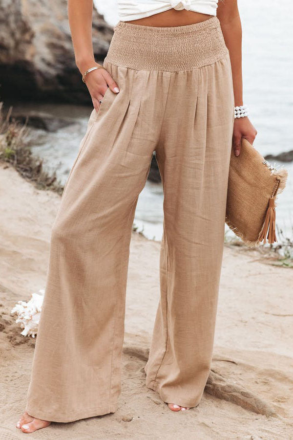 Dinazah Linen Waist Wide Leg Pants