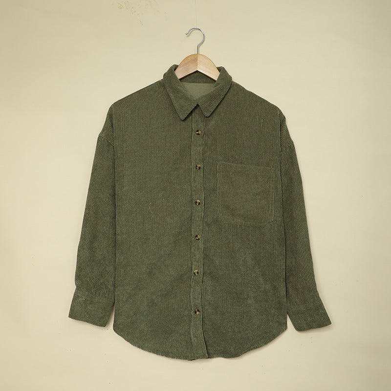 Dinazah Solid Color Shirt Breasted Collared Pocket.