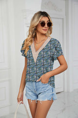 Dinazah V Neck Short Sleeve T-Shirt Top