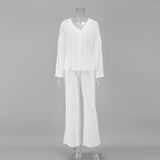 Dinazah V-neck French Long Sleeve Pajamas