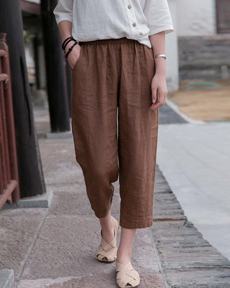 Dinazah Linen Slimming Cropped Pants