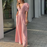 Dinazah V-neck Backless Long Jumpsuit