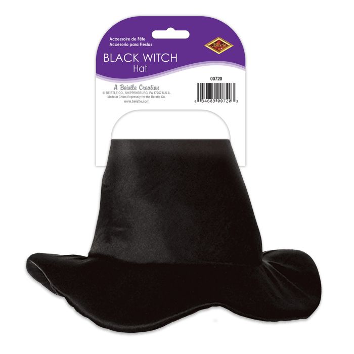 Halloween Satin-Soft Black Witch Hat Party Accessory (1 Count) (1/pkg)