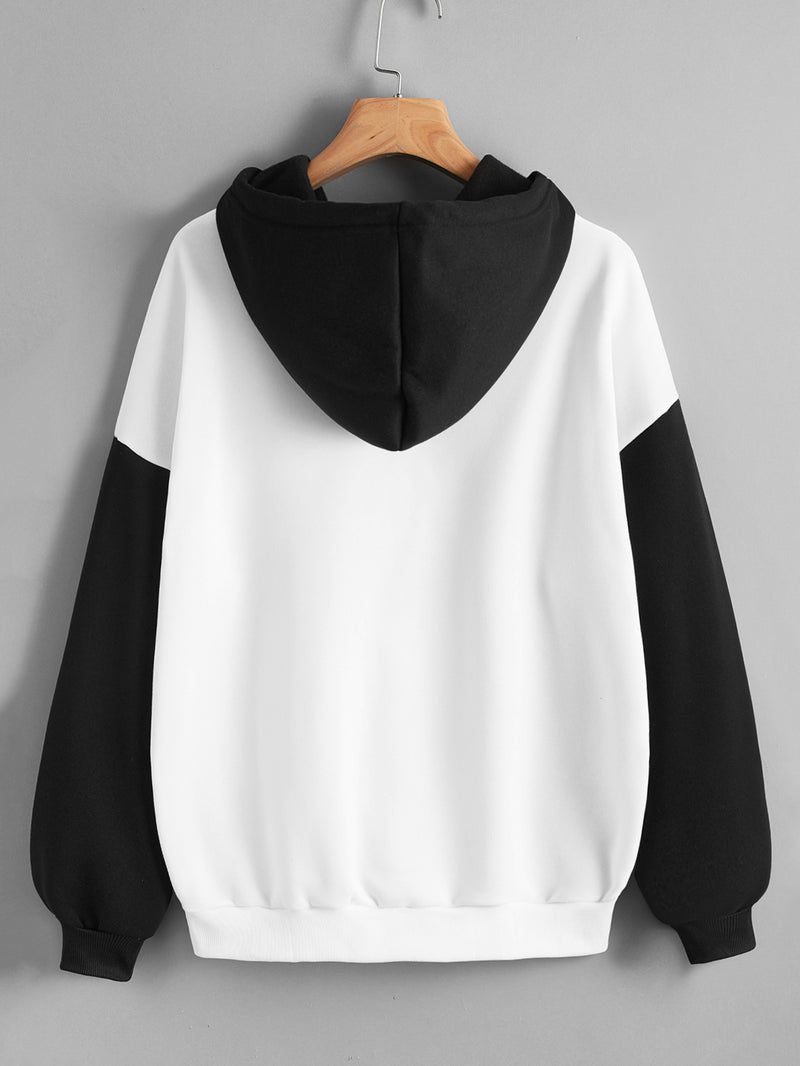 Fashionable Korean Contrast Color Hoodie