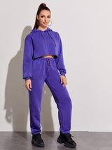 Long-Sleeved Short Sweater Straight Leg Pants Suit