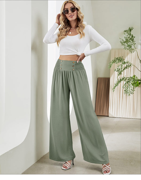 Dinazah Elastic Waist Casual Pants