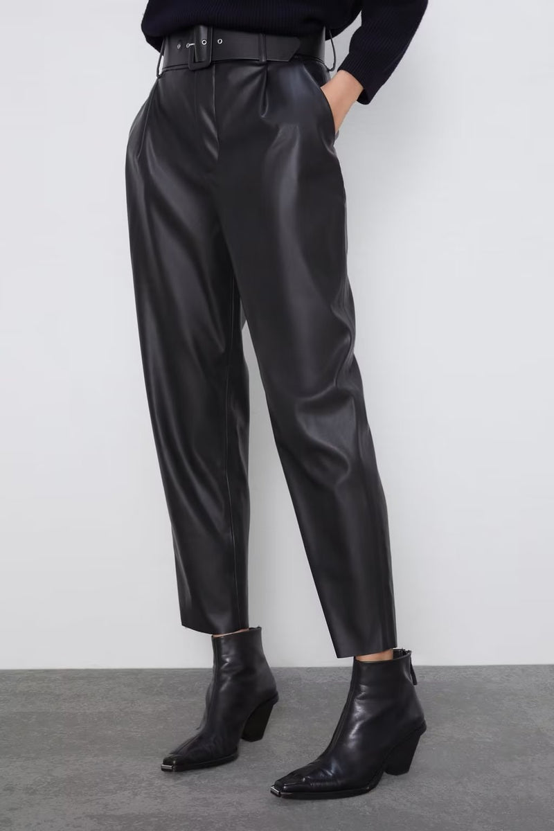 Dinazah High Waist Faux Casual Pants