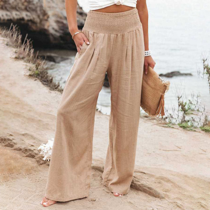 Dinazah Linen Waist Wide Leg Pants