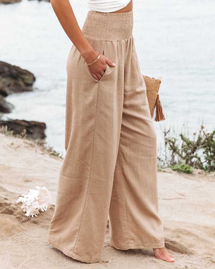 Dinazah Linen Waist Wide Leg Pants