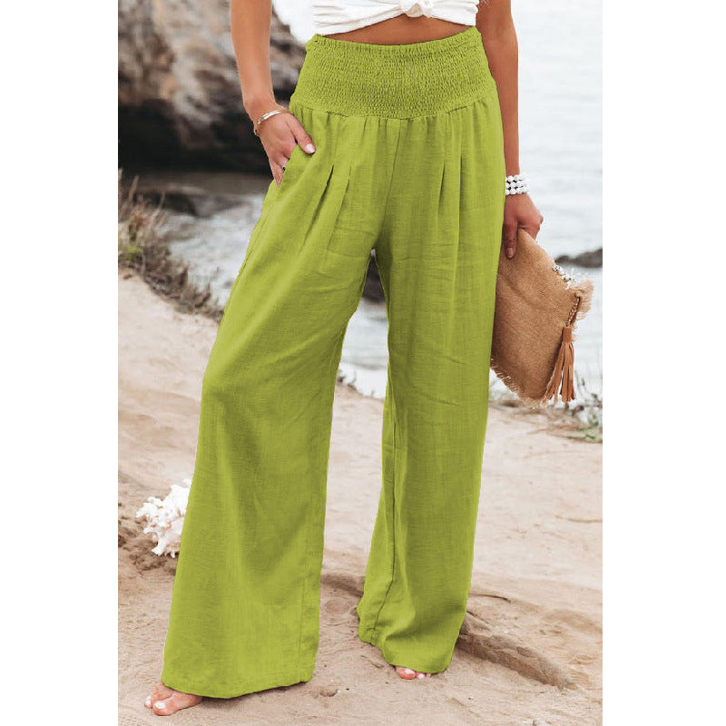 Dinazah Linen Waist Wide Leg Pants