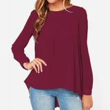 Dinazah Long Sleeve Round Neck Knitted Pullover Tops