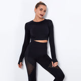 Dinazah Hollow-out Long Sleeve Yoga Clothes