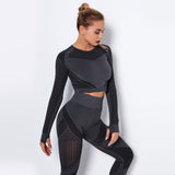 Dinazah Hollow-out Long Sleeve Yoga Clothes