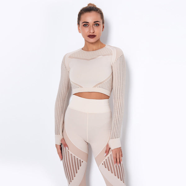 Dinazah Hollow-out Long Sleeve Yoga Clothes