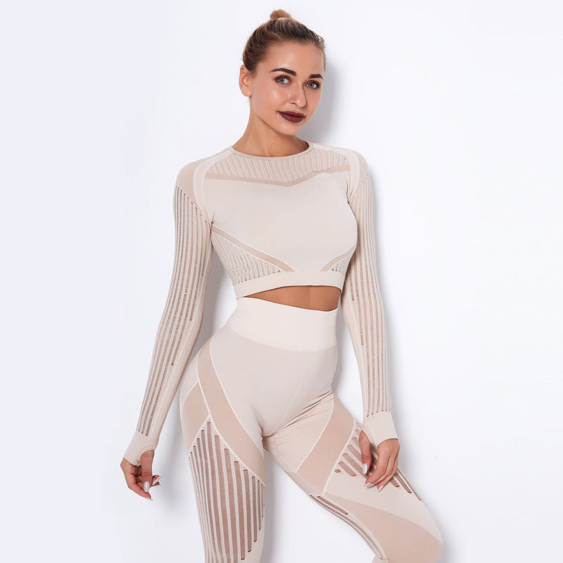 Dinazah Hollow-out Long Sleeve Yoga Clothes