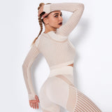 Dinazah Hollow-out Long Sleeve Yoga Clothes