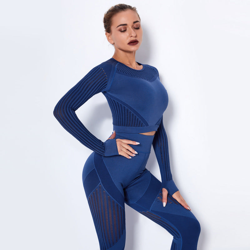 Dinazah Hollow-out Long Sleeve Yoga Clothes