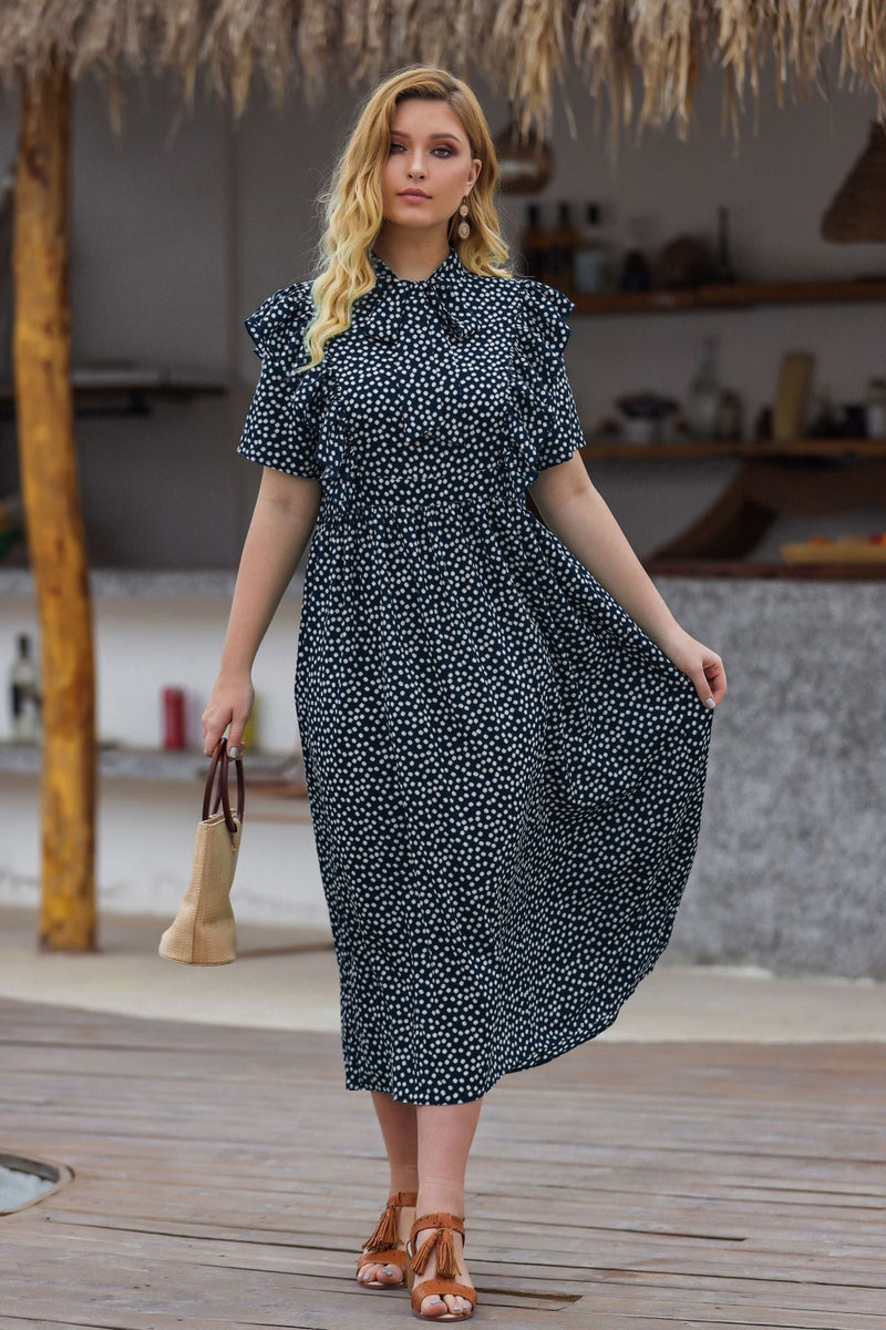 Dinazah Women Mid-Length Plus Size Floral Dress