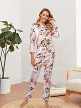 Dinazah Artificial Silk Long-Sleeved Trousers and Pajamas Set