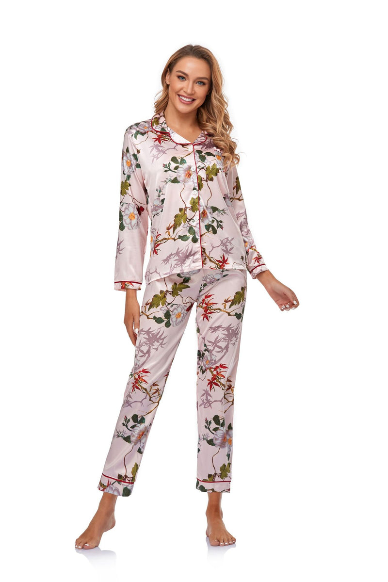 Dinazah Artificial Silk Long-Sleeved Trousers and Pajamas Set