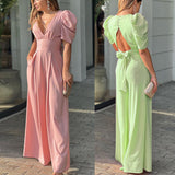 Dinazah V-neck Backless Long Jumpsuit