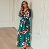 Dinazah Women Slim V-Neck Design Floral Dress