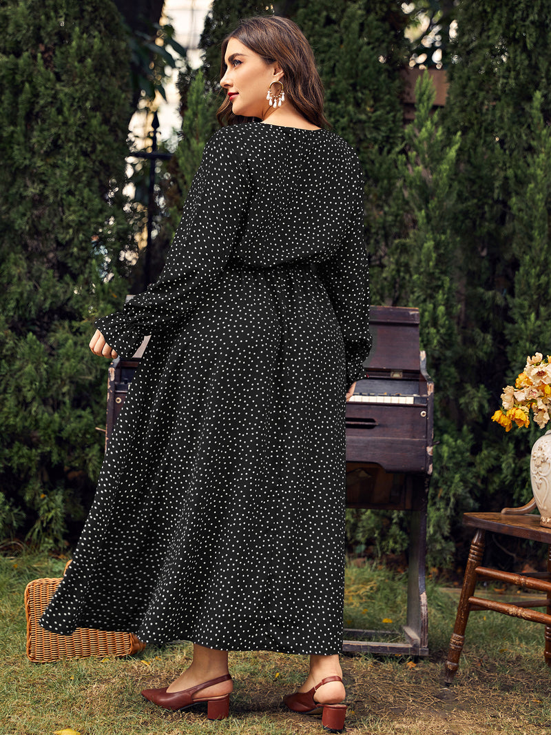 Dinazah Plus Size Loose-Fitting Long Sleeve Dress