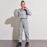 Long-Sleeved Short Sweater Straight Leg Pants Suit