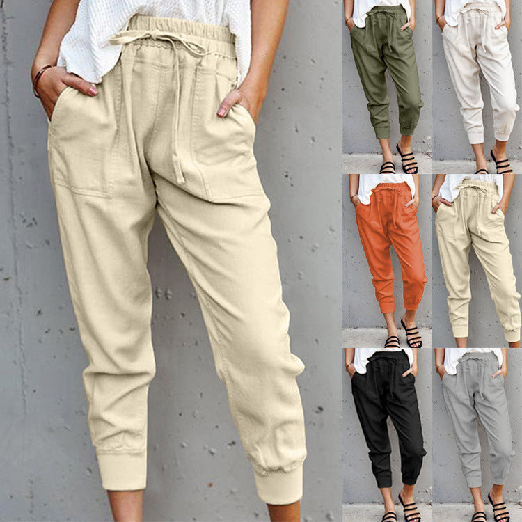 Dinazah Linen Lace Casual Pants