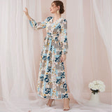 Dinazah V-neck Long Sleeve Floral Print Dress