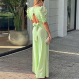 Dinazah V-neck Backless Long Jumpsuit